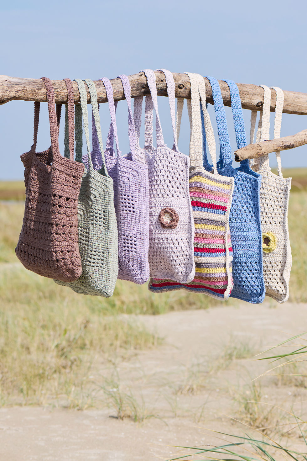 Miniaturbild: Gehäkelte Tasche Lavendel | IB Laursen Baumwolltasche 40 x 40 cm | Skandinavisch
