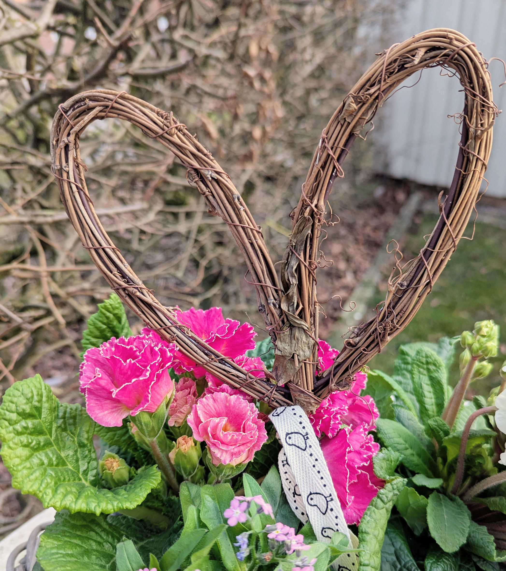 Hasenohren aus Rebe -   2-er Set Blumenstecker - 20cm x 41 cm - von Florissima