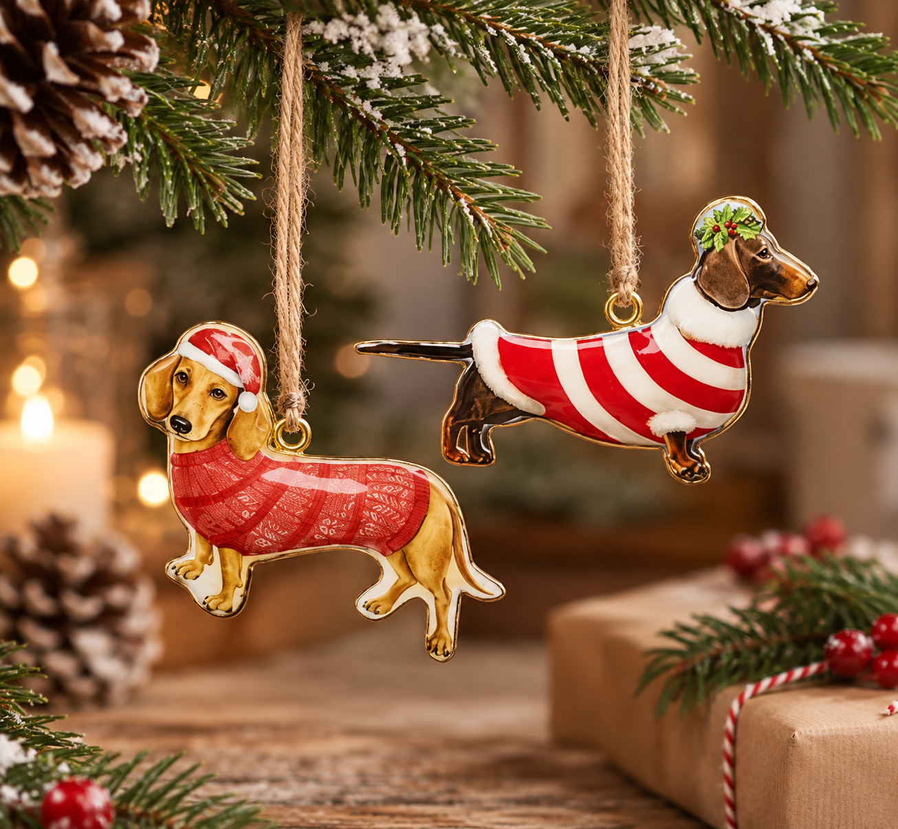 Weihnachtsdackel 2-er Set - Dackel Metall - von Florissima