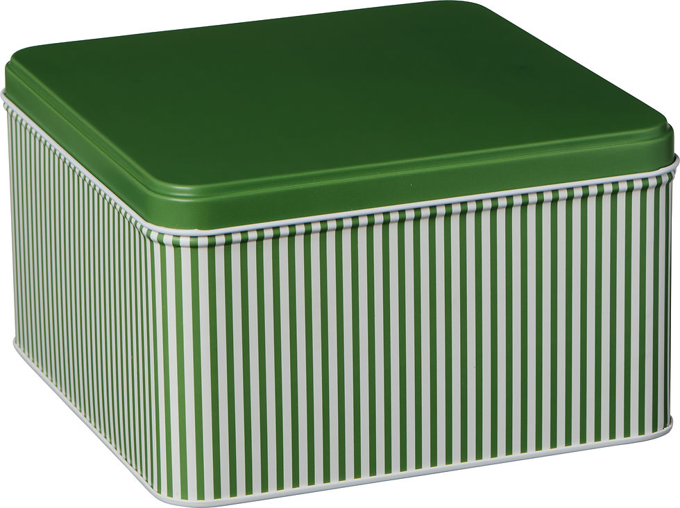 Miniaturbild: Metall-Dose grüne Streifen und grüner Deckel- Keksdose - IB Laursen-