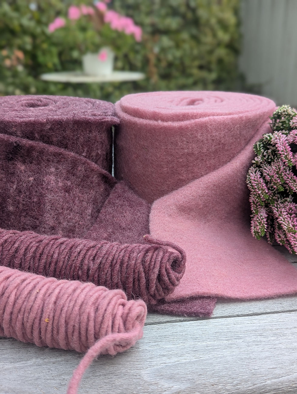 Miniaturbild: Herbstlicher Dochtfaden/Filzschnur  "Berry" - 100 % Schurwolle