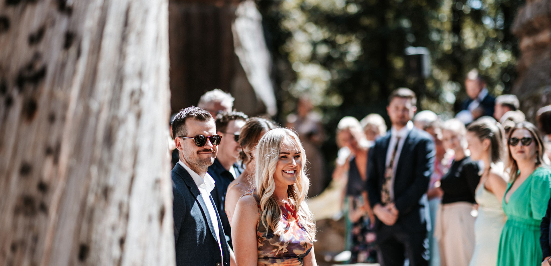 Guests seated outdoors for wedding ceremony at Rock Cathedral, Kangaroo Valley Bush Retreat.