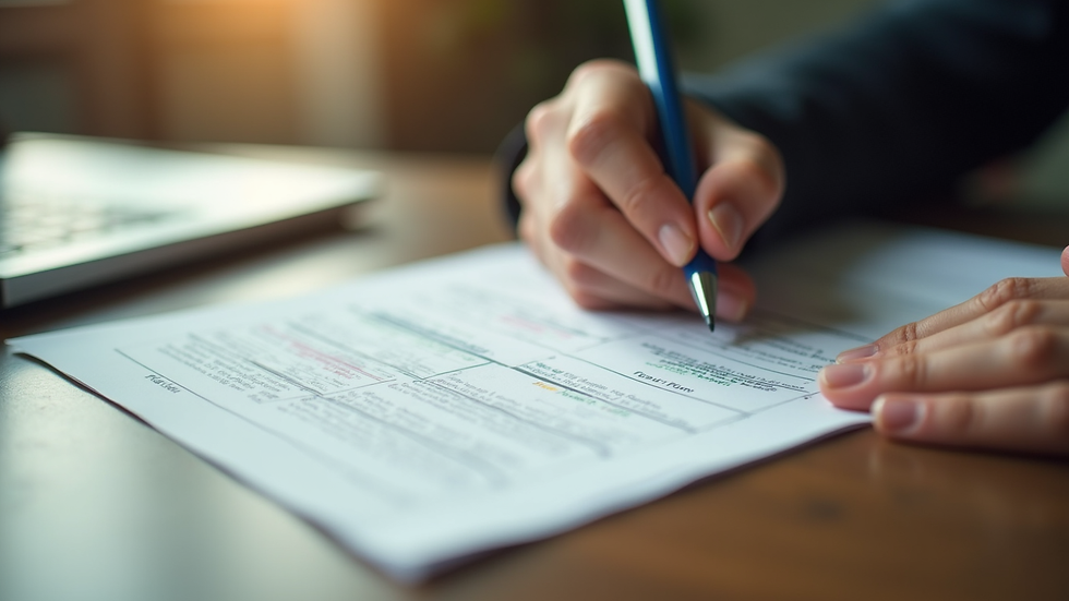 Close-up de documentos empresariais sobre mesa de escritório