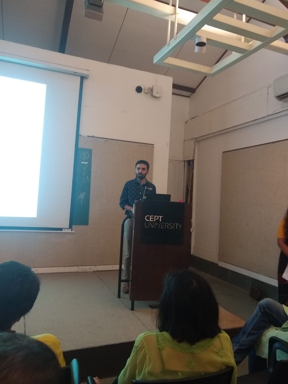Picture of Jwalant delivering the Keynote Speech at School of Design, CEPT university