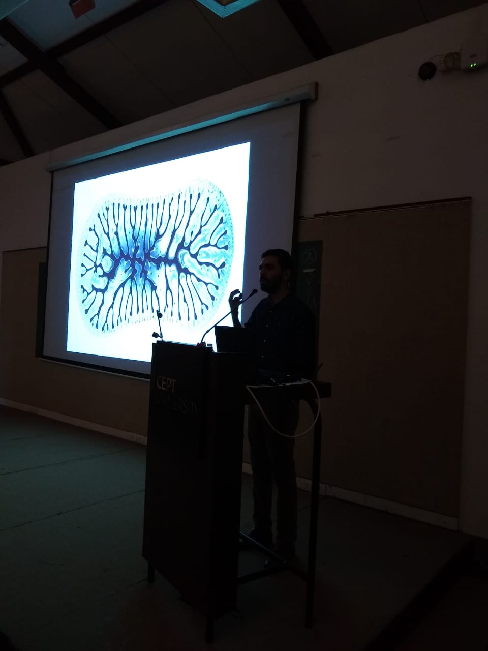 Picture of Jwalant delivering the Keynote Speech at School of Design, CEPT university