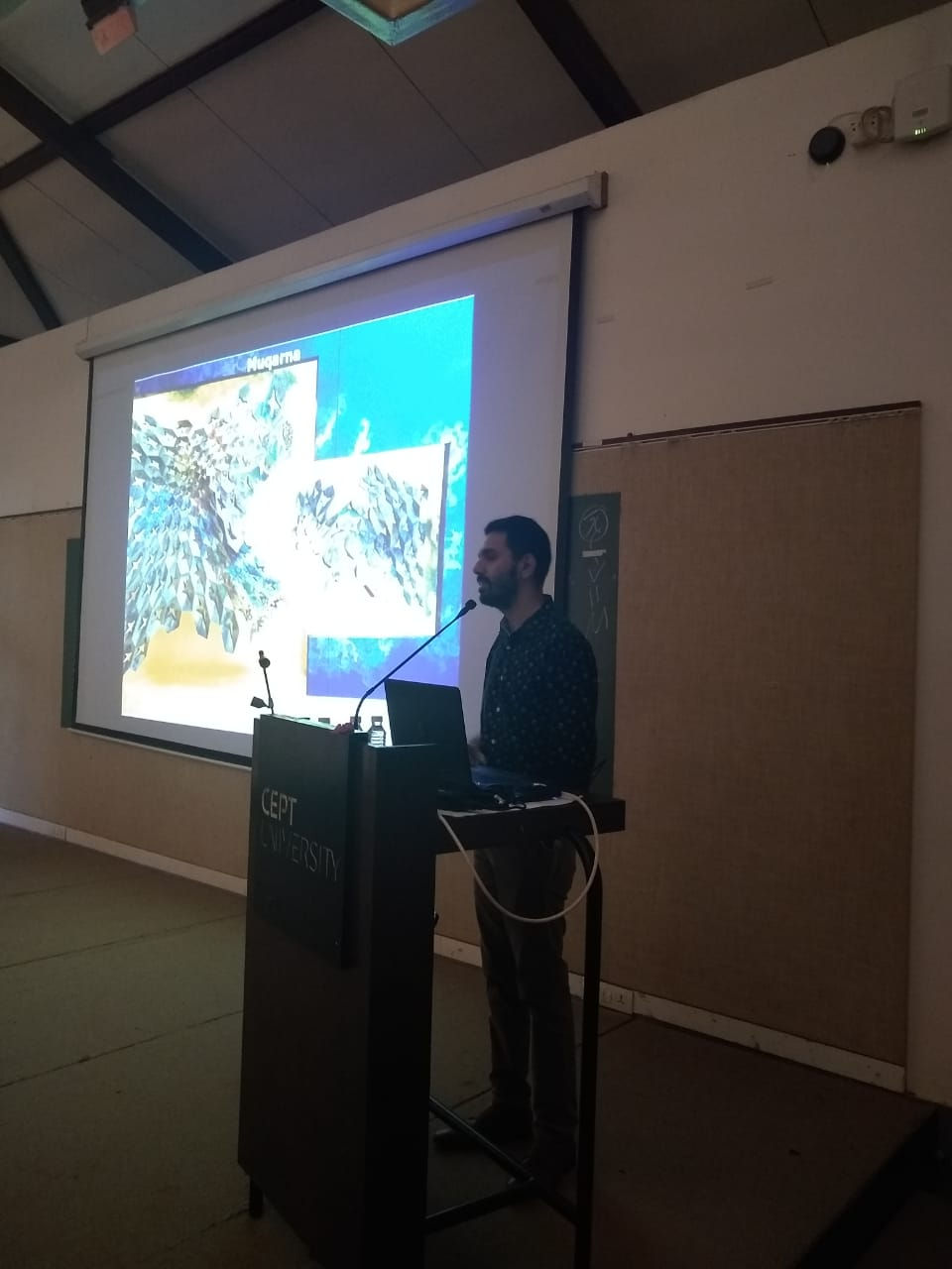 Picture of Jwalant delivering the Keynote Speech at School of Design, CEPT university