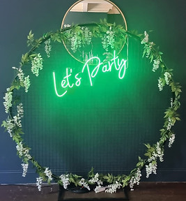 lets party neon on black or white mesh hoop