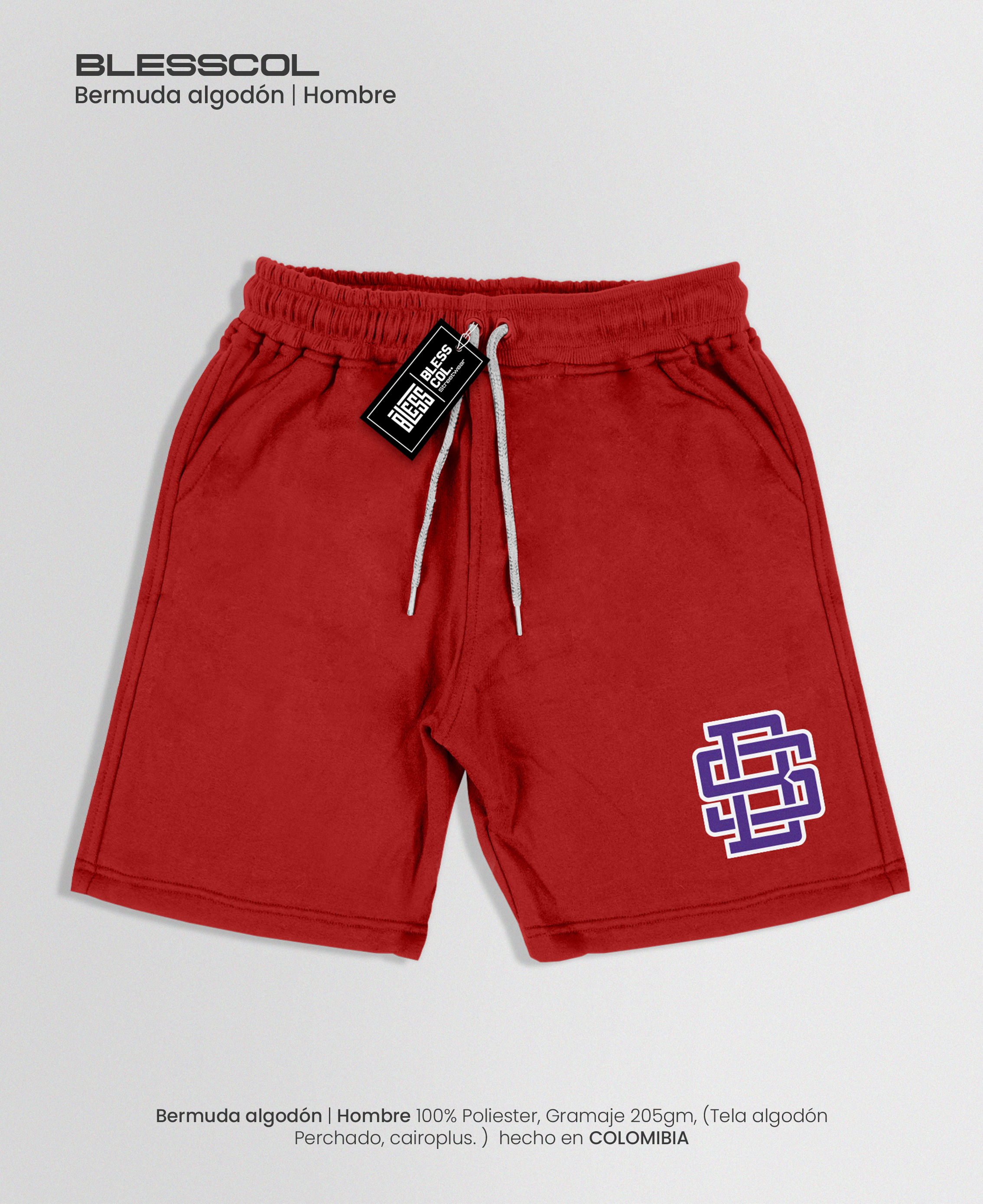 BLESSCOL | BERMUDA ALGODON ROJO BS