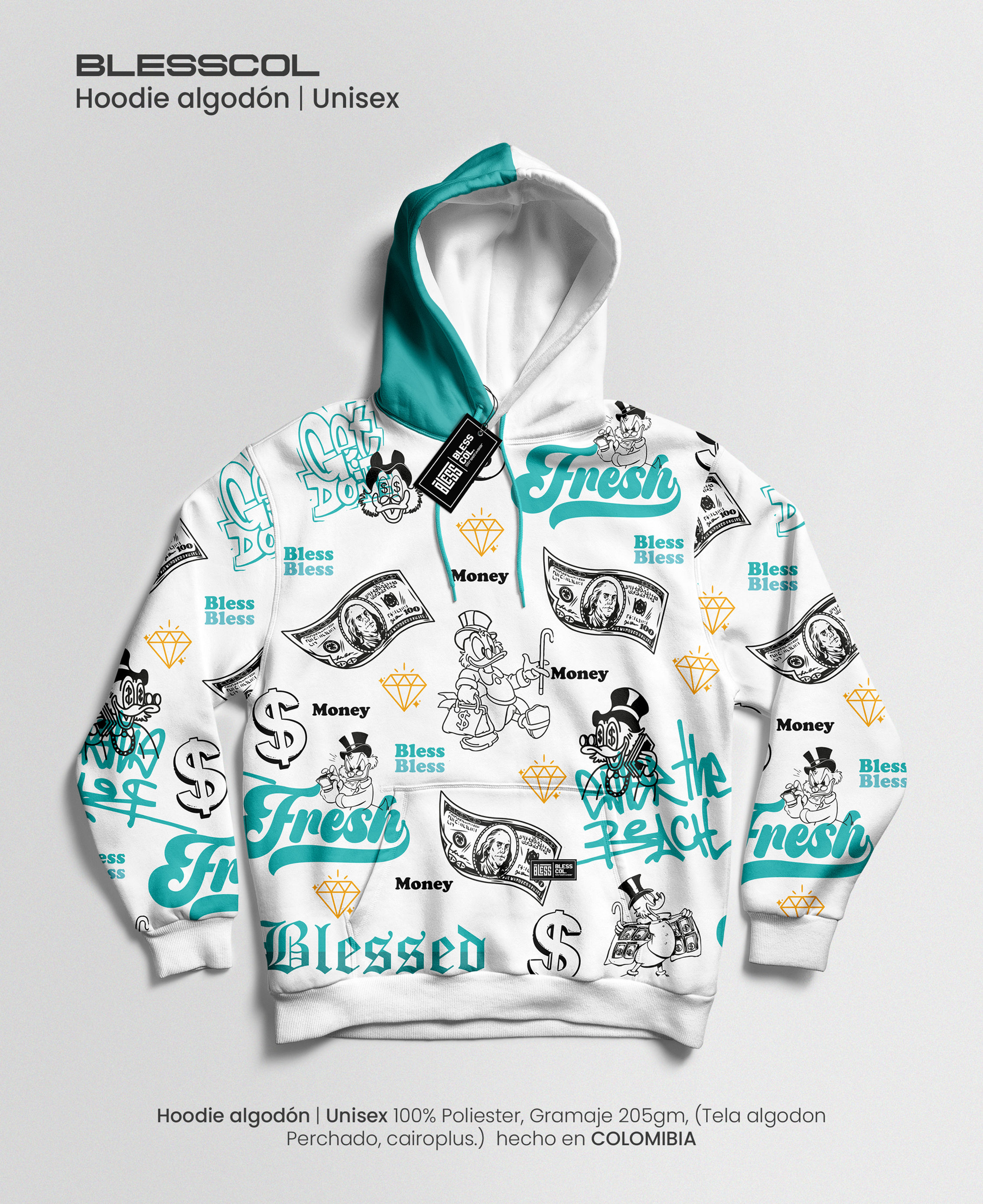 BLESSCOL | HOODIE UNISEX FRESH MONEY BS