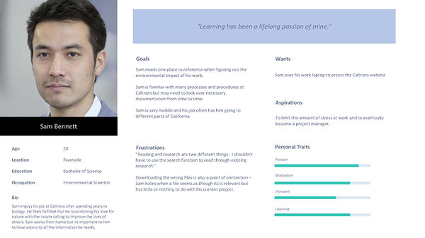User Persona for CalTrans Employee Site