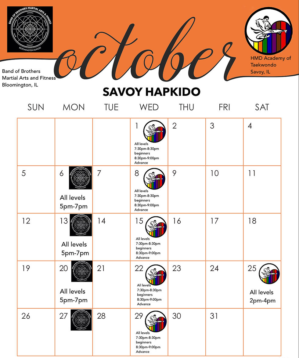 October 2025 class schedule