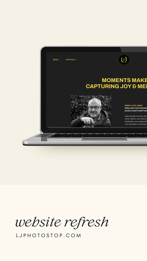 Mockup of LJPhotostop Website on Laptop version
