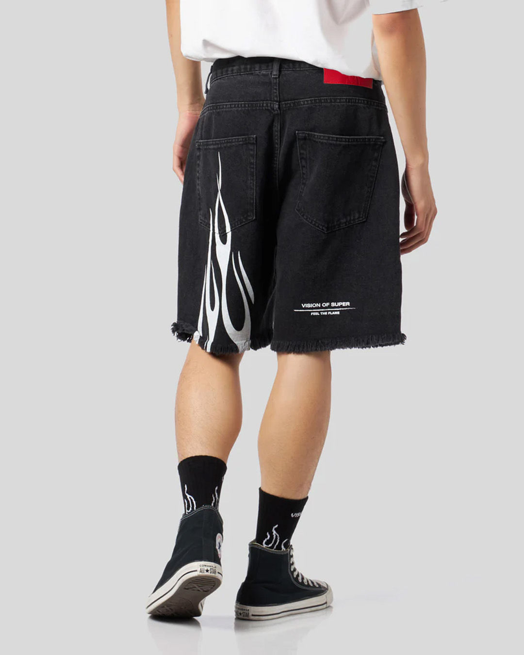DENIM JEANS SHORTS FLAMES