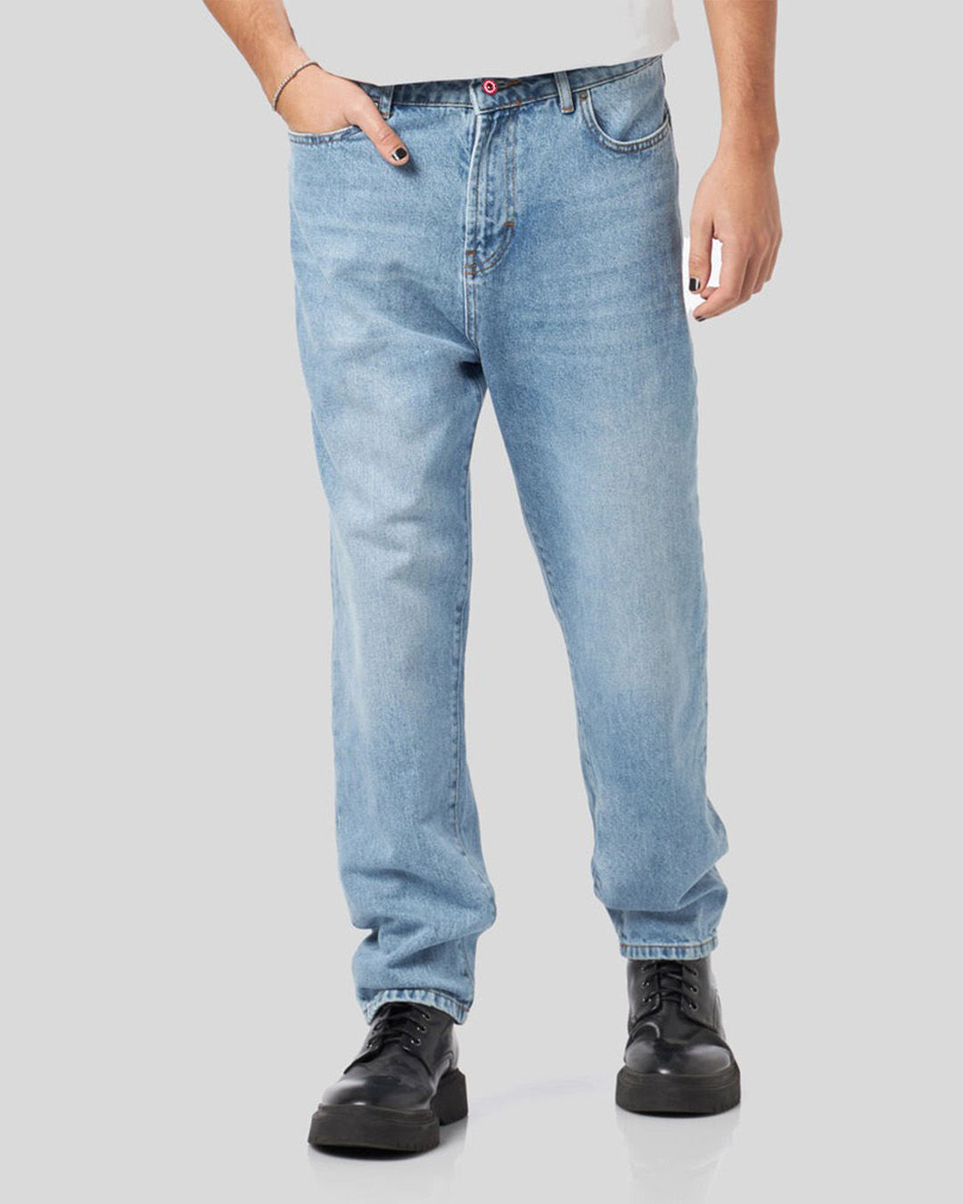 BLUE DENIM JEANS FLAMES PATCH