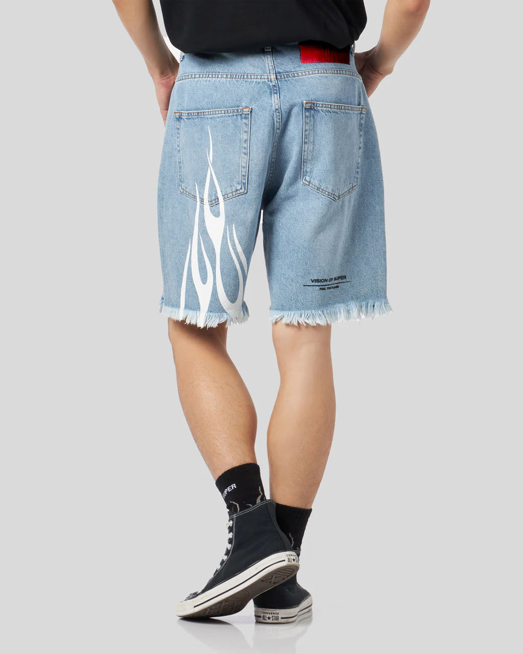 DENIM JEANS SHORTS FLAMES