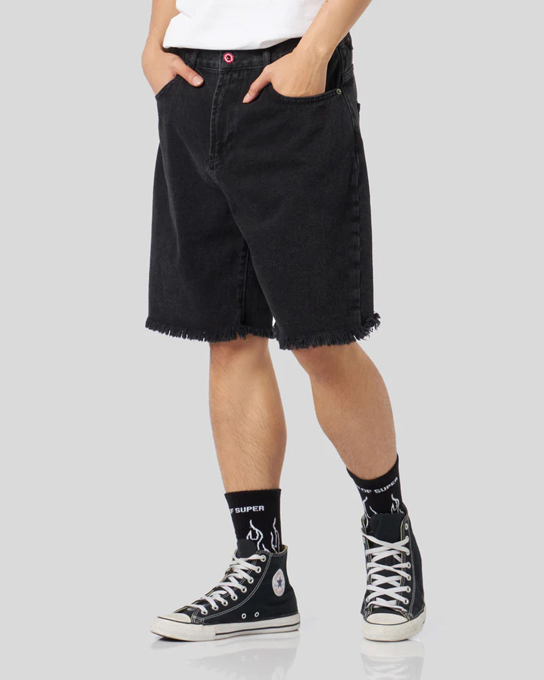 DENIM JEANS SHORTS FLAMES