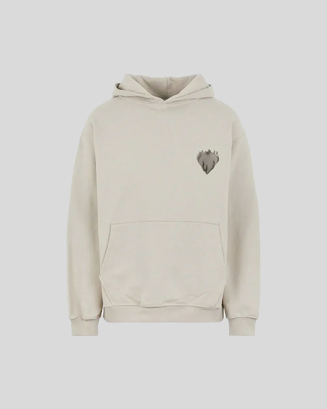 Áo hoodie màu be thêu hình trái tim tối màu