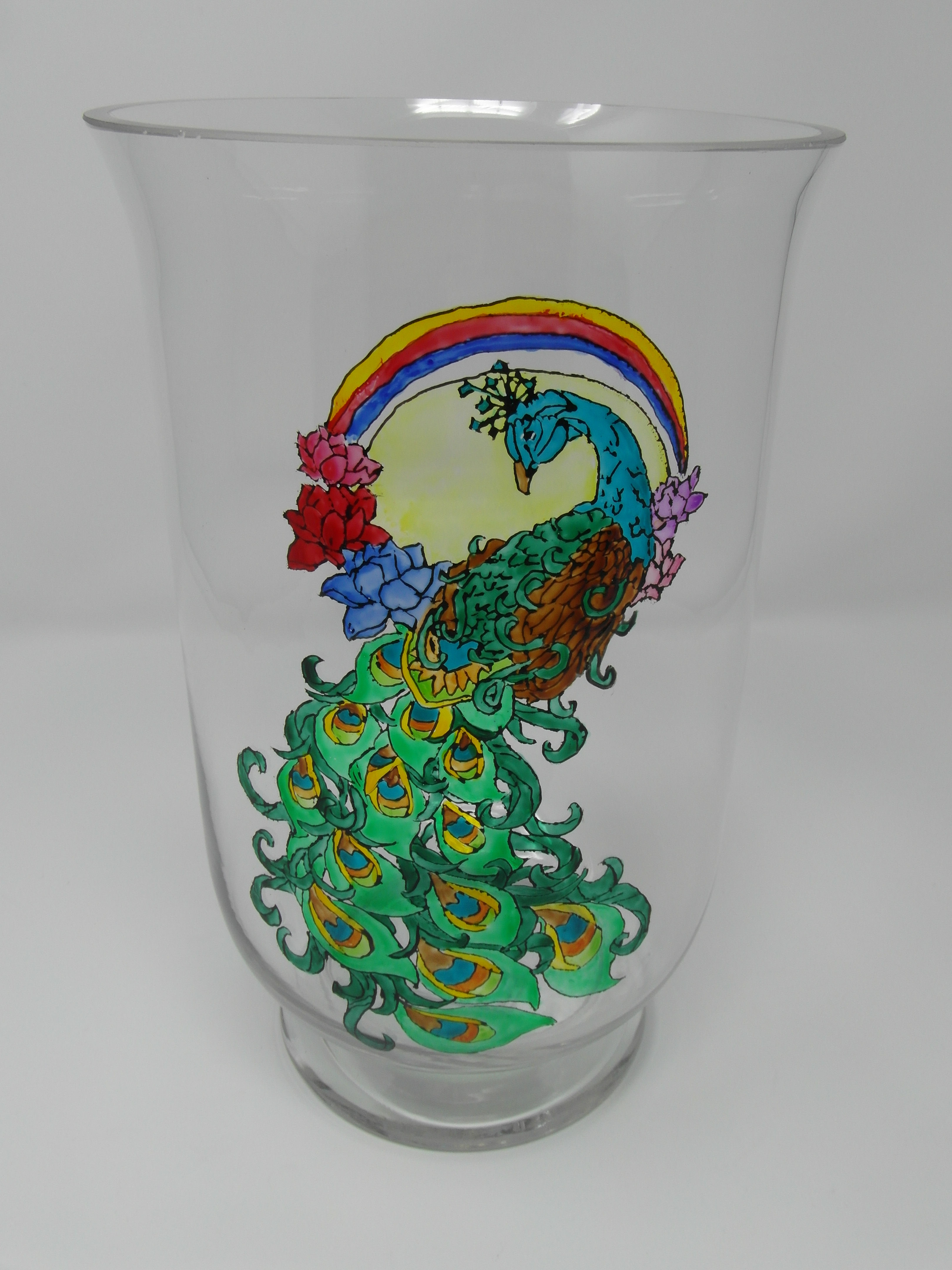 Peacock Hurricane Vase