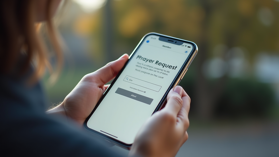 Close-up view of a smartphone screen showing a prayer request submission page
