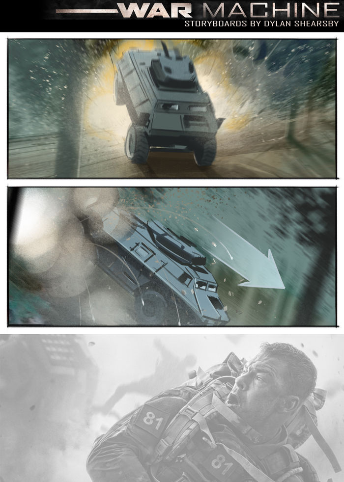 War Machine storyboard by Dylan Shearsby