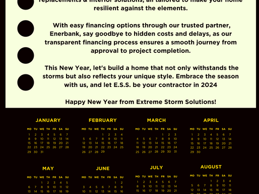 "Welcome 2024 with Extreme Storm Solutions: Full Roof Replacements & Complete Garage Builds- Plus Easy Financing!"