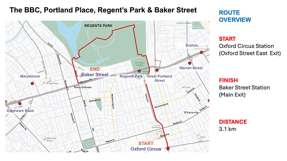 Map showing a follow-on route