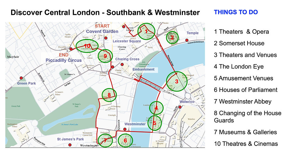 Map showing things to do when discovering Central London