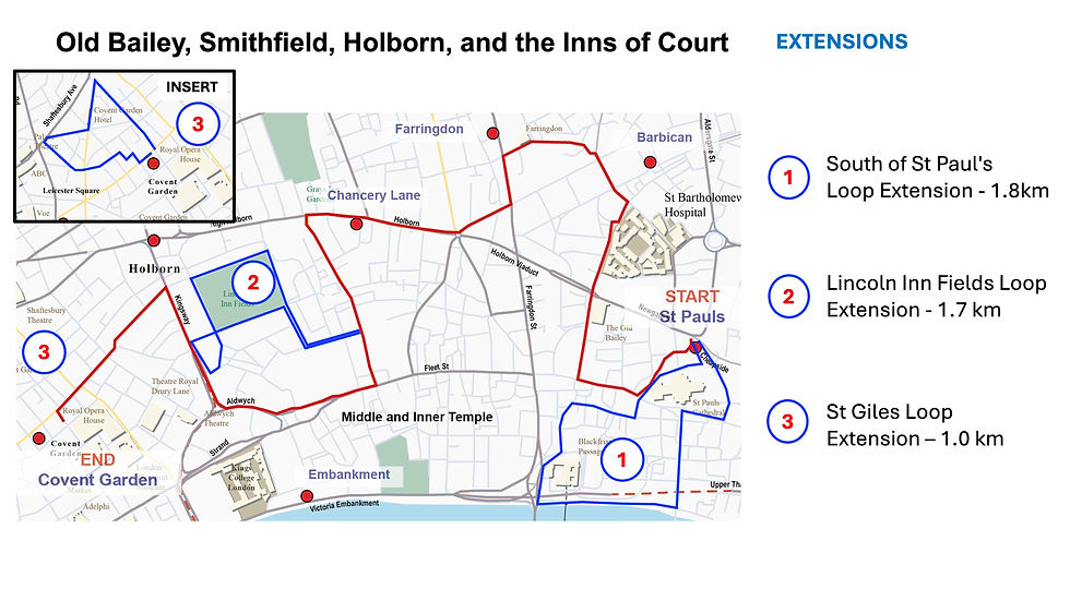 Map showing extensions to the route