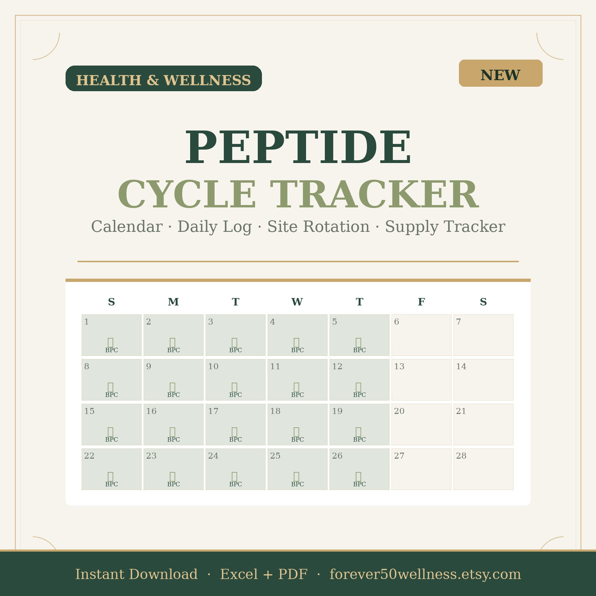Peptide Cycle Tracker | Wellness Planner for Women 50+ (Digital Download)