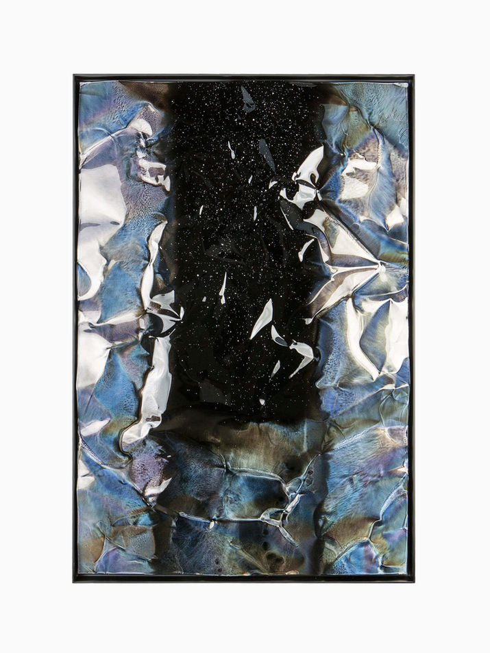 painting with a black stripe in the middle which fades out in a color changing uneven ground looks li,e gasoline trail 