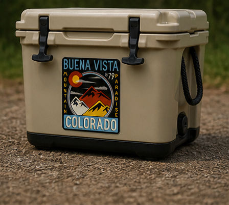 Thumbnail: Buena Vista Colorado Mountain Paradise Sticker on cooler