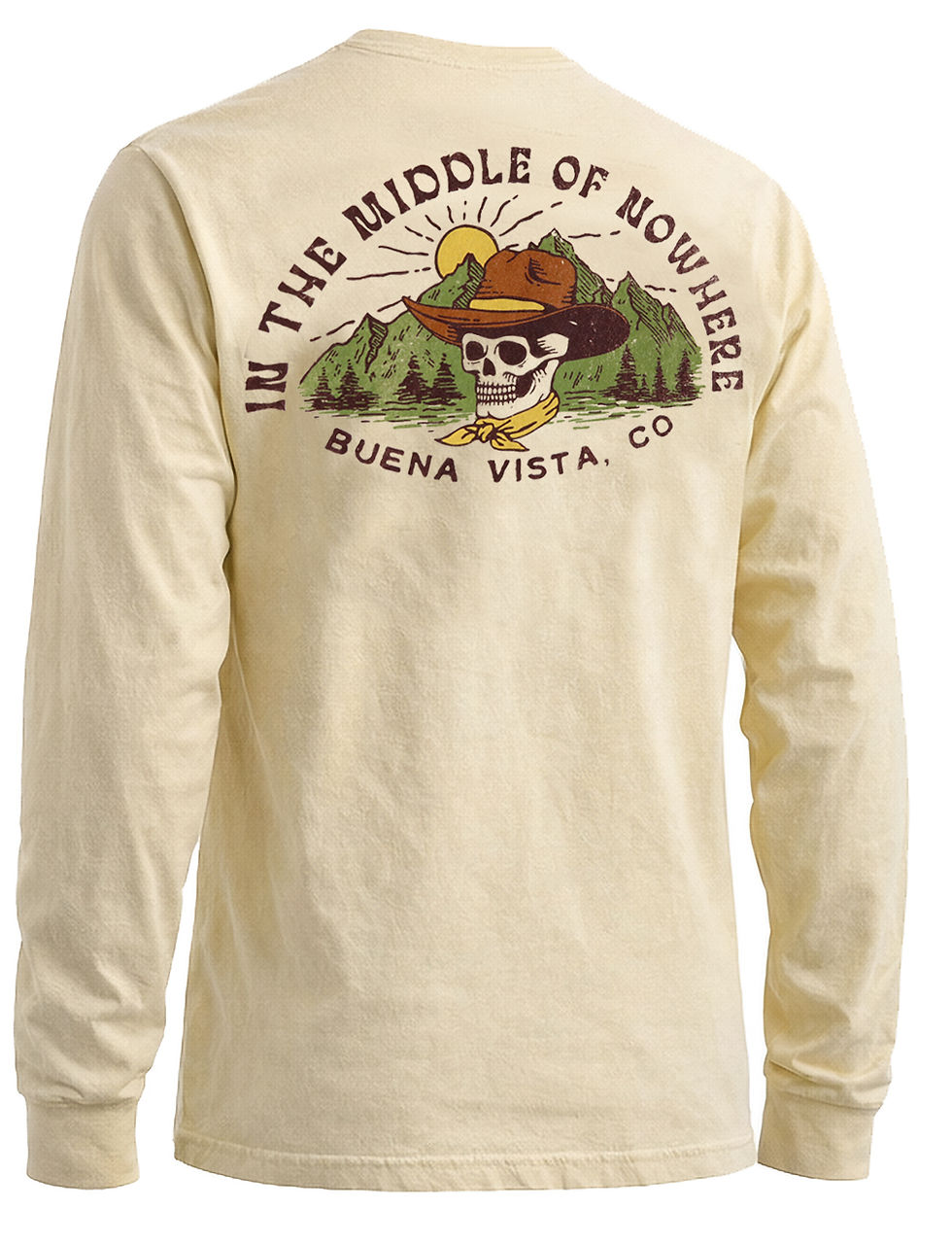 "In The Middle Of Nowhere" Buena Vista Colorado Long Sleeved T-Shirt