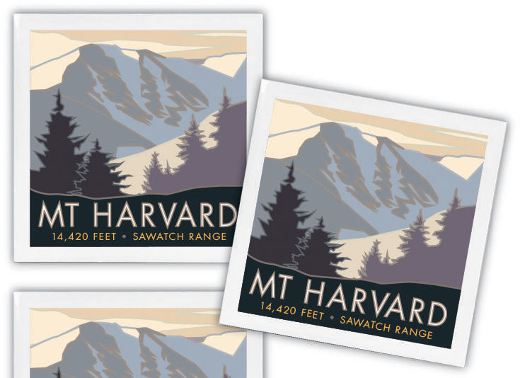 Mt. Harvard Ceramic Souvenir Coaster made in Colorado