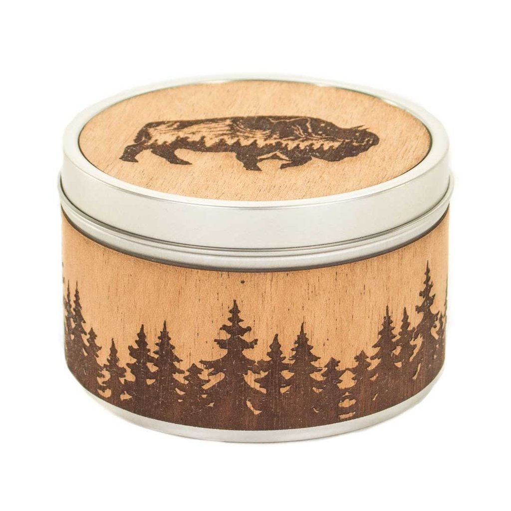 Buffalo Soy Wax Souvenir Candle with fresh cut pine fragrance