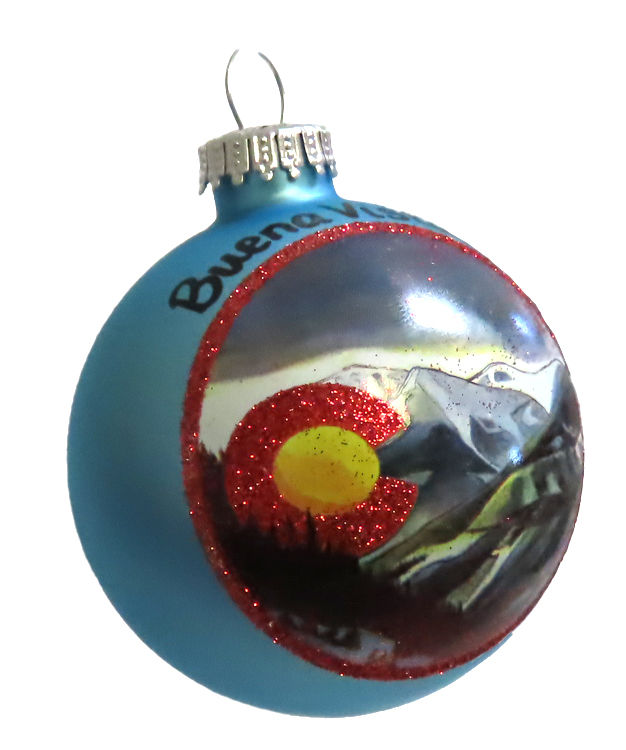 Thumbnail: Snowy Buena Vista Colorado Christmas Ornament Blue