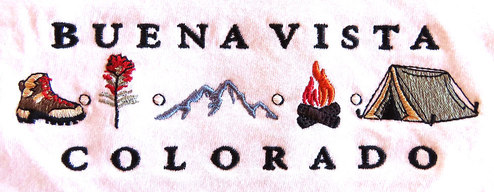 Thumbnail: Buena Vista, Colorado Embroidered Icons T-Shirt enlarged
