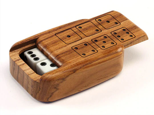 Thumbnail: Teak Engraved Dice Treasure Box