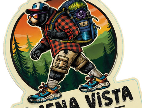 Thumbnail: Buena Vista Colorado Bear Backpacker Sticker close-up