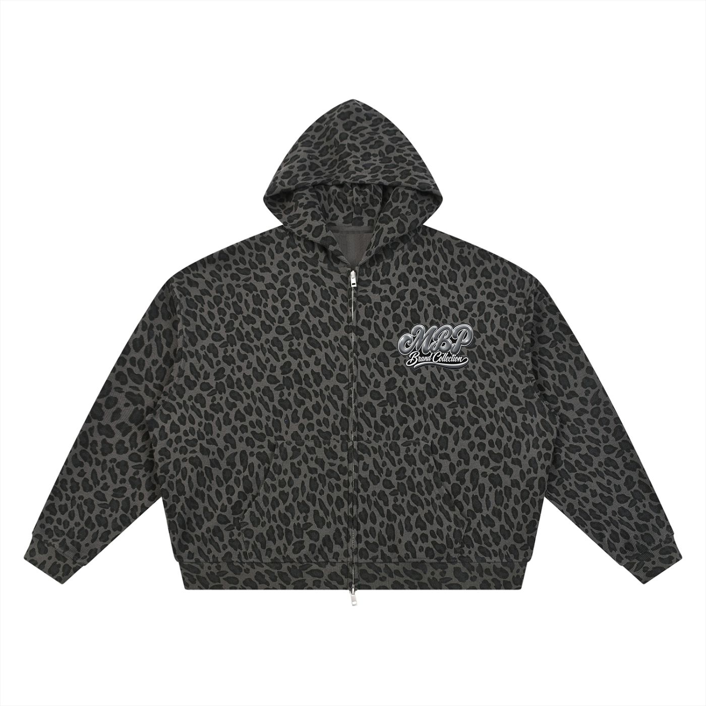 Bae Pop Leopard Waffle Zip Hoodie