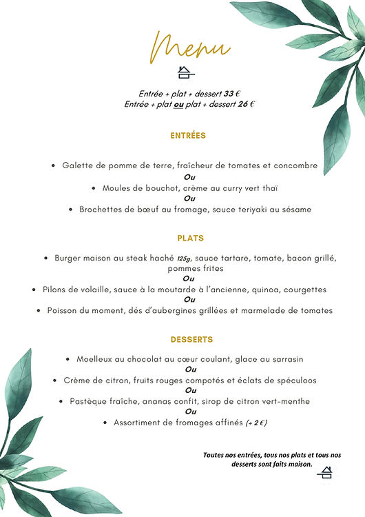 menu de cuisine française maison à Bressuire