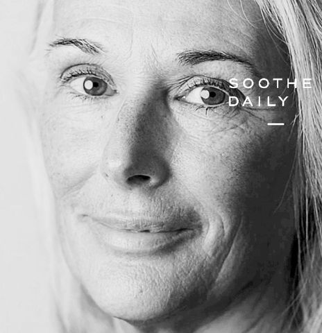 Mature woman advertising Soothe Daily Prince Edward County made product line.