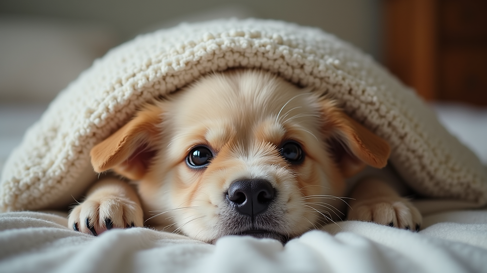 Eye-level view of embroidered pet portrait on a cozy pillow