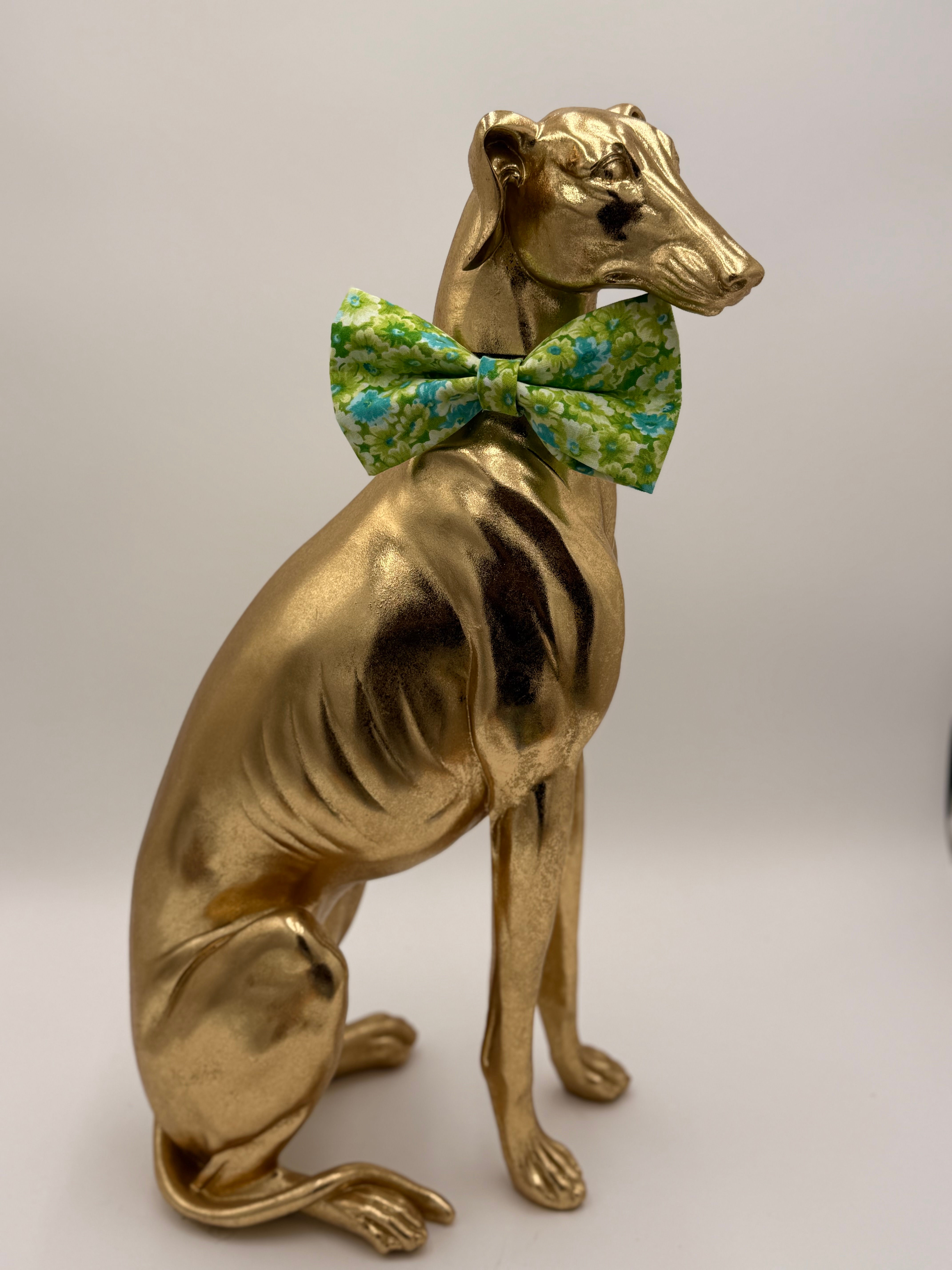 Pet Bow Tie - 5 size LIME FLOWERS