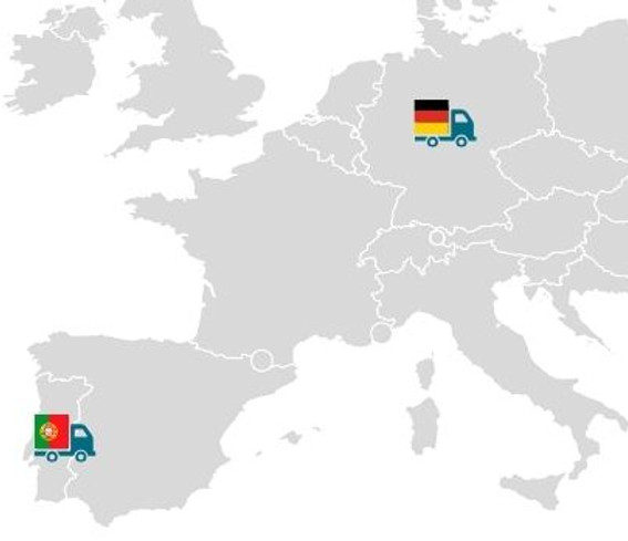 Transporte de Mudanças entre Todas as Regiões de Portugal para Alemanha