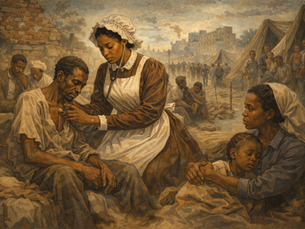 AI-generated image of Dr. Crumpler treating formerly enslaved people