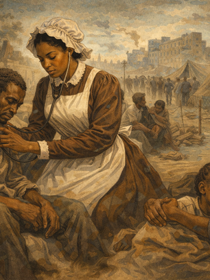 AI-generated image of Dr. Crumpler treating formerly enslaved people