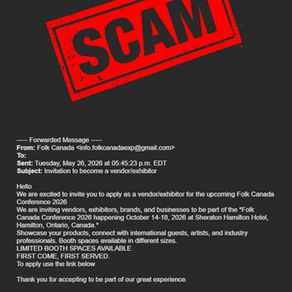 SCAM ALERT: Folk Canada Conference 2026