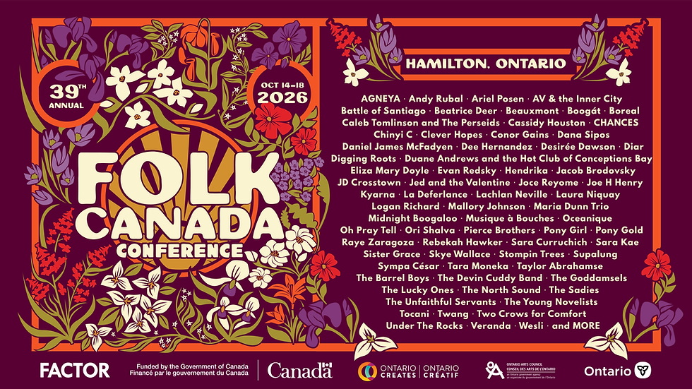 SHOWCASES ANNOUNCED: 2026 FOLK CANADA CONFERENCE