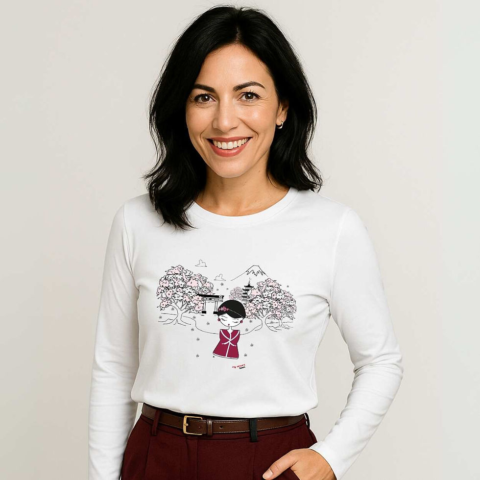 Scopri la magia della natura e dell'etica con la nostra t-shirt Sakura in cotone biologico. Collezione moda vegana