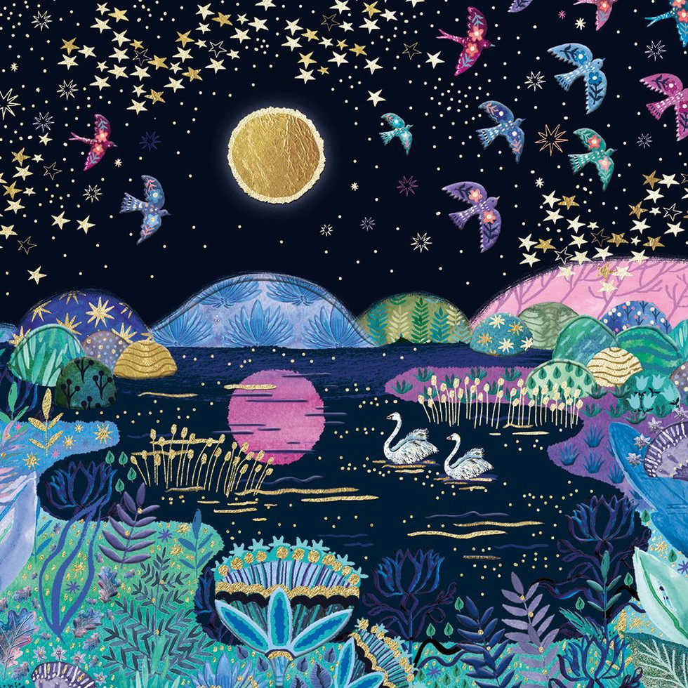 מארז כרטיסים מהודרים - ירח שלו